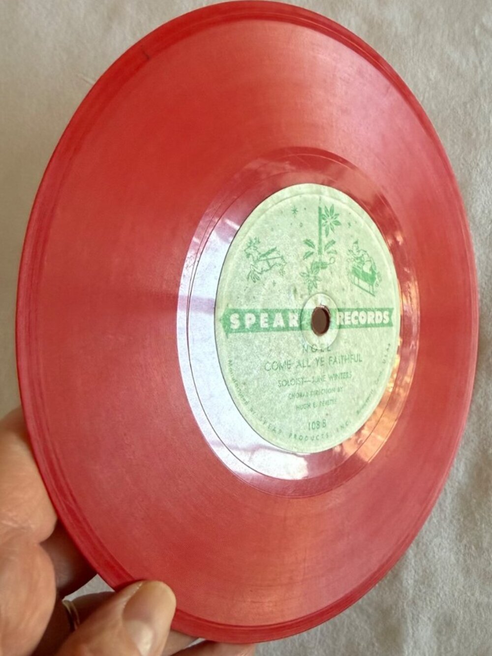 Vintage Spear Records Christmas Jingle Bells Red Childrens Record Early 1950s - Picture 5 of 12